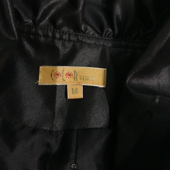 faux leather 3/4 sleeve ruffle jacket - Picture 3 of 4